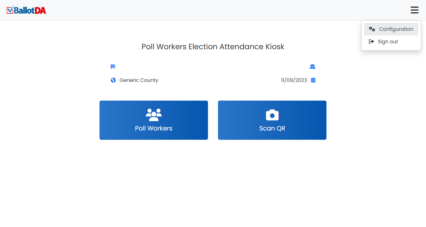 Poll Worker Attendance Kiosk